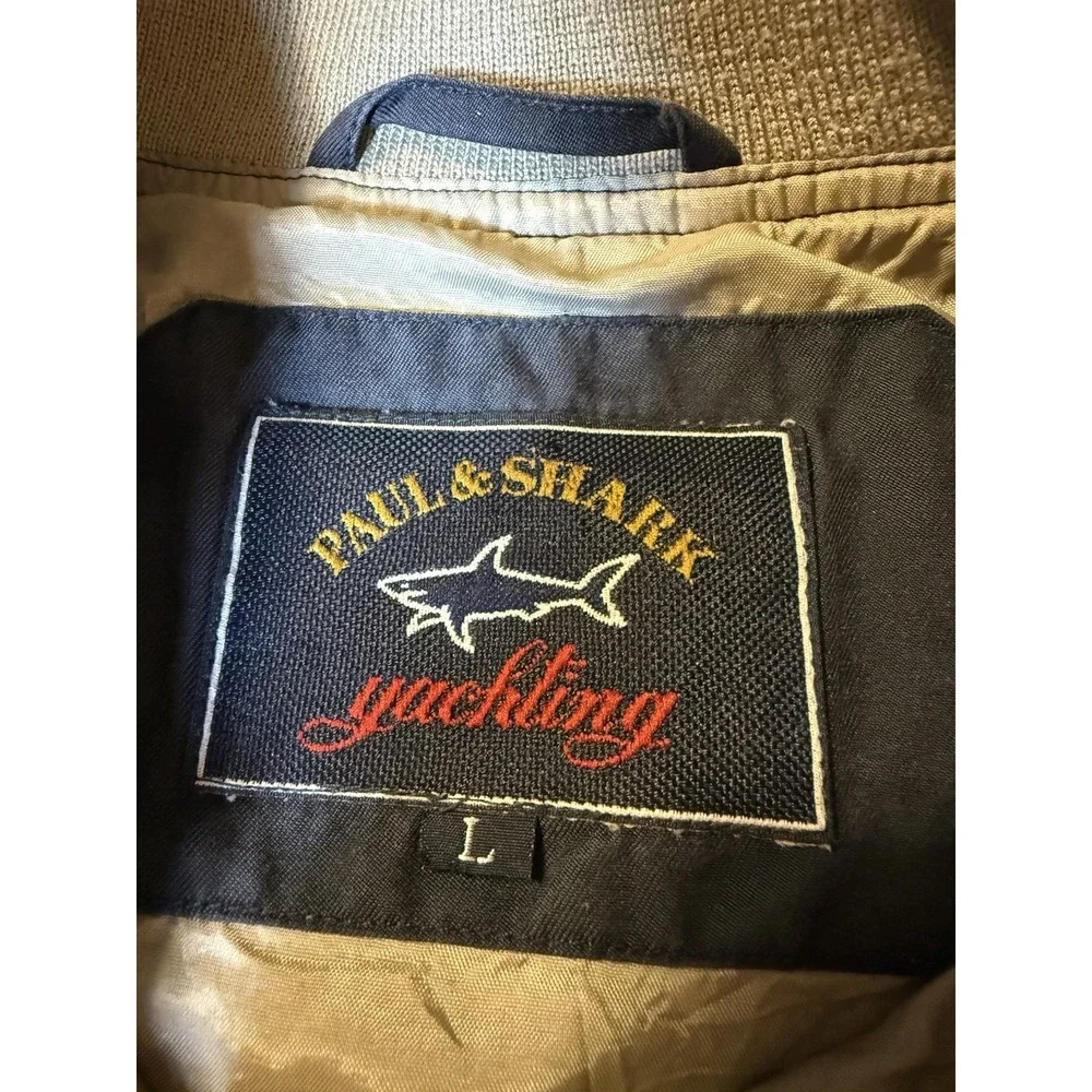 VTG Paul & Shark Yachting Silk Blend Bomber Jacket Mens L Full Zip Blue Nautical
